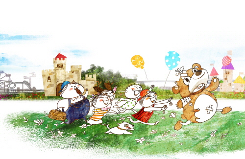 Bj그림벽지 AT912960 계절 봄 인물 벽화 꾸미기 뮤럴벽지