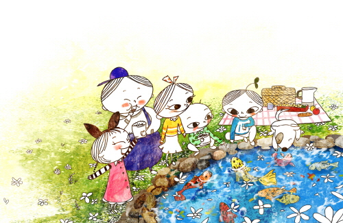 Bj그림벽지 AT912961 계절 봄 인물 벽화 꾸미기 뮤럴벽지