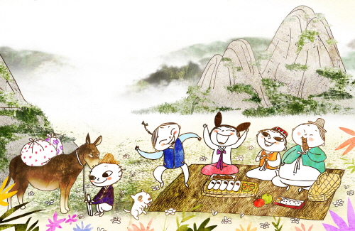 Bj그림벽지 AT912965 계절 봄 인물 벽화 꾸미기 뮤럴벽지