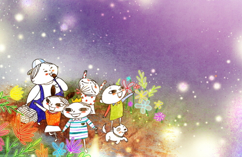 Bj그림벽지 AT912967 계절 봄 인물 벽화 꾸미기 뮤럴벽지